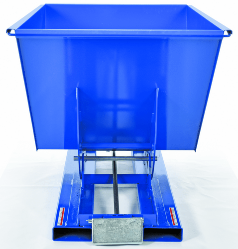 Centerline Dynamics Forklift Attachments Vestil Steel Heavy Duty Self Dumping Hopper 1 Cubic Yard 6000 Lb. Capacity Blue D-100-HD