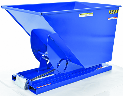 Centerline Dynamics Forklift Attachments Vestil Steel Heavy Duty Self Dumping Hopper 1 Cubic Yard 6000 Lb. Capacity Blue D-100-HD
