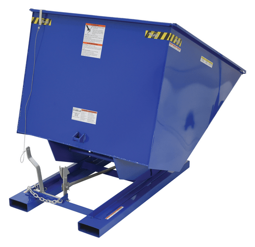 Centerline Dynamics Forklift Attachments Vestil Steel Heavy Duty Self Dumping Hopper 2 Cubic Yard 6000 Lb. Capacity Blue D-200-HD