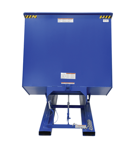Centerline Dynamics Forklift Attachments Vestil Steel Heavy Duty Self Dumping Hopper 3-1/2 Cubic Yard 6000 Lb. Capacity Blue D-350-HD
