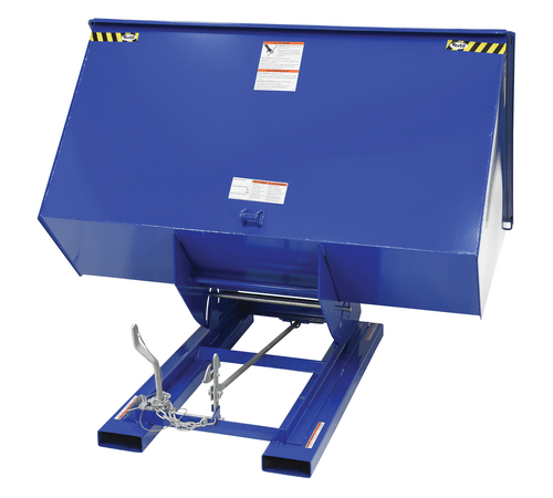 Centerline Dynamics Forklift Attachments Vestil Steel Heavy Duty Self Dumping Hopper 3 Cubic Yard 6000 Lb. Capacity Blue D-300-HD