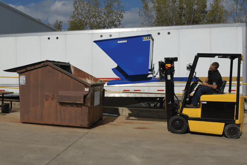 Centerline Dynamics Forklift Attachments Vestil Steel Heavy Duty Self Dumping Hopper 3 Cubic Yard 6000 Lb. Capacity Blue D-300-HD