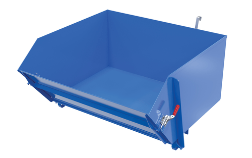 Centerline Dynamics Forklift Attachments Vestil Steel Heavy Duty Self Dumping Hopper with Fold Down Front 1 Cubic Yard 6000 Lb. Capacity Blue HDROP-100-HD