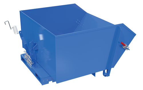 Centerline Dynamics Forklift Attachments Vestil Steel Heavy Duty Self Dumping Hopper with Fold Down Front 1 Cubic Yard 6000 Lb. Capacity Blue HDROP-100-HD