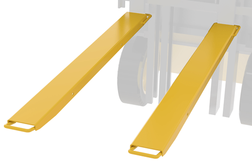 Centerline Dynamics Forklift Attachments Vestil Steel High Strength Fork Extensions 5 In. x 63 In. 4,000 Lb. Capacity Yellow FE-HS-5-63