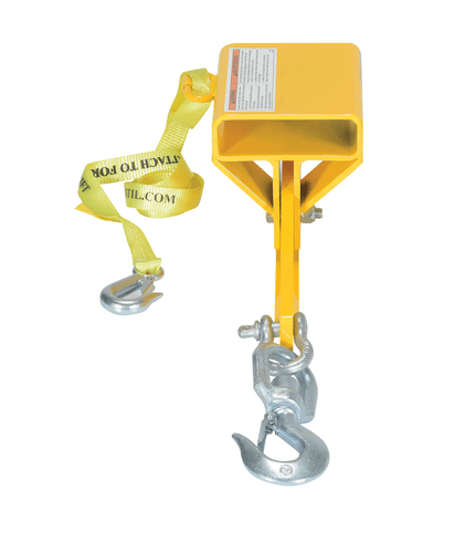 Centerline Dynamics Forklift Attachments Vestil Steel Hoist Single Auto Tension Swivel Hook 16 In x 6 In x 14-5/16 In 4,000 Lb. Capacity Yellow S-FORK-4-AT