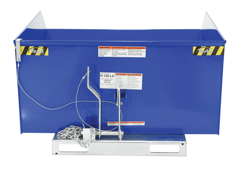 Centerline Dynamics Forklift Attachments Vestil Steel Light Duty Low Profile Self Dumping Hopper 1 Cubic Yard 2000 Lb. Capacity Blue H-100-LD