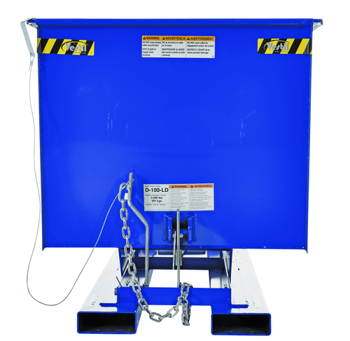 Centerline Dynamics Forklift Attachments Vestil Steel Light Duty Self Dumping Hopper 1 Cubic Yard 2000 Lb. Capacity Blue D-100-LD