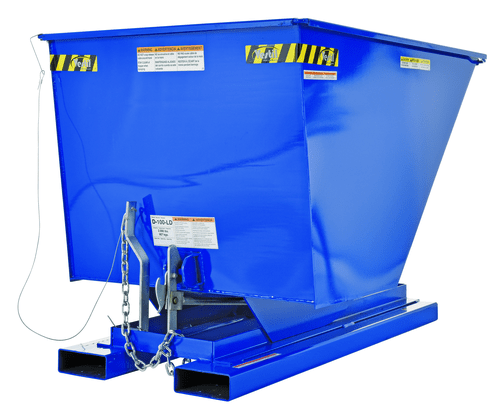 Centerline Dynamics Forklift Attachments Vestil Steel Light Duty Self Dumping Hopper 1 Cubic Yard 2000 Lb. Capacity Blue D-100-LD
