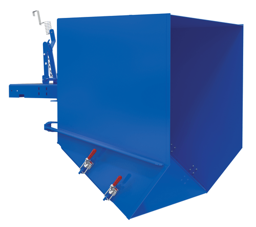 Centerline Dynamics Forklift Attachments Vestil Steel Light Duty Self Dumping Hopper with Fold Down Front 1-1/2 Cubic Yard 2000 Lb. Capacity Blue HDROP-150-LD
