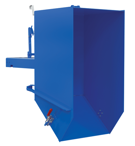 Centerline Dynamics Forklift Attachments Vestil Steel Light Duty Self Dumping Hopper with Fold Down Front 1/2 Cubic Yard 2000 Lb. Capacity Blue HDROP-50-LD