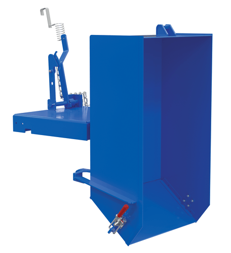 Centerline Dynamics Forklift Attachments Vestil Steel Light Duty Self Dumping Hopper with Fold Down Front 1/4 Cubic Yard 2000 Lb. Capacity Blue HDROP-25-LD