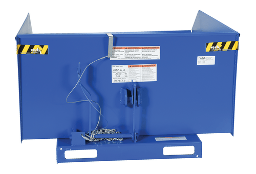 Centerline Dynamics Forklift Attachments Vestil Steel Light Duty Self Dumping Hopper with Fold Down Front 1 Cubic Yard 2000 Lb. Capacity Blue HDROP-100-LD