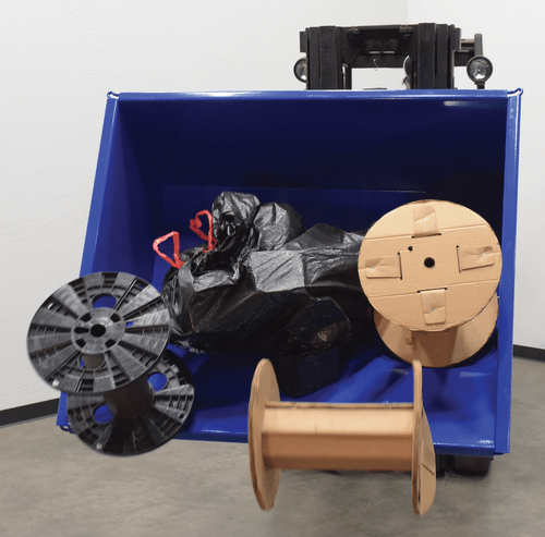 Centerline Dynamics Forklift Attachments Vestil Steel Low Profile Self Dumping Hopper .5 Cubic Yards 2,000 lb. Capacity Blue D-50-LD-LP