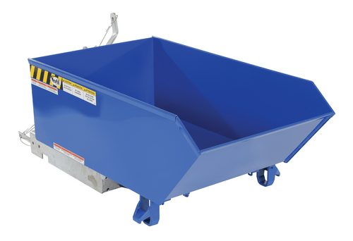 Centerline Dynamics Forklift Attachments Vestil Steel Medium Duty Low Profile Self Dumping Hopper 1/4 Cubic Yard 4000 Lb. Capacity Blue H-25-MD