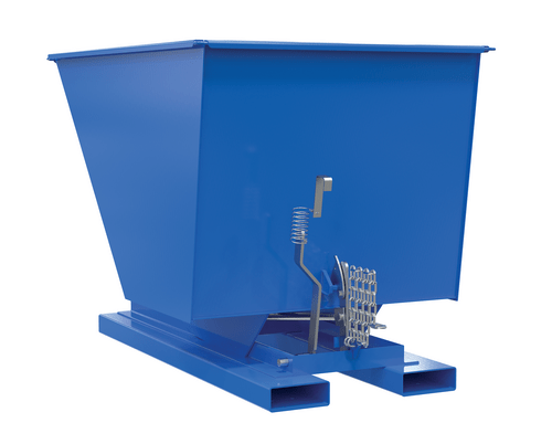 Centerline Dynamics Forklift Attachments Vestil Steel Medium Duty Self Dumping Hopper 1 Cubic Yard 4000 Lb. Capacity Blue D-100-MD