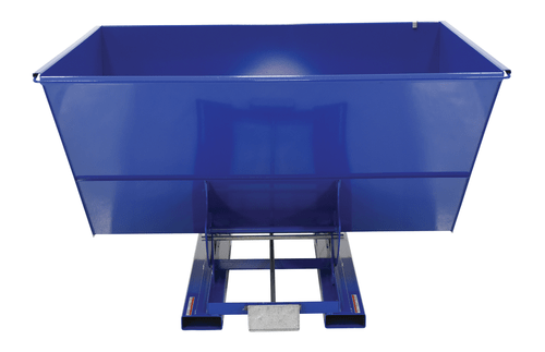 Centerline Dynamics Forklift Attachments Vestil Steel Medium Duty Self Dumping Hopper 3 Cubic Yard 4000 Lb. Capacity Blue D-300-MD