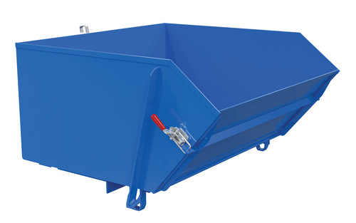 Centerline Dynamics Forklift Attachments Vestil Steel Medium Duty Self Dumping Hopper with Fold Down Front 1 Cubic Yard 4000 Lb. Capacity Blue HDROP-100-MD