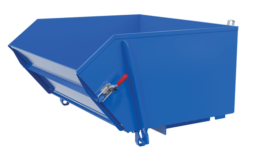 Centerline Dynamics Forklift Attachments Vestil Steel Medium Duty Self Dumping Hopper with Fold Down Front 1 Cubic Yard 4000 Lb. Capacity Blue HDROP-100-MD
