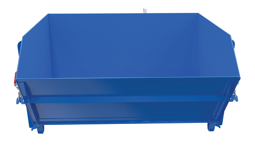 Centerline Dynamics Forklift Attachments Vestil Steel Medium Duty Self Dumping Hopper with Fold Down Front 1 Cubic Yard 4000 Lb. Capacity Blue HDROP-100-MD