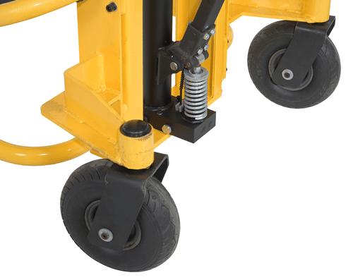 Centerline Dynamics Forklift Attachments Vestil Steel Narrow Manual Rough Terrain Stacker 60 In. Raised Height 1,500 Lb. Capacity Yellow/Black RT-NMS-60-AF