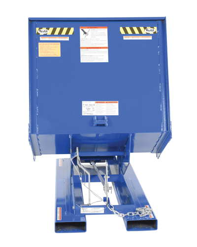 Centerline Dynamics Forklift Attachments Vestil Steel Open Sided Hopper 61-1/16 In. x 38-13/16 In. x 42-11/16 In. 2000 Capacity Blue D-NS-100-LD