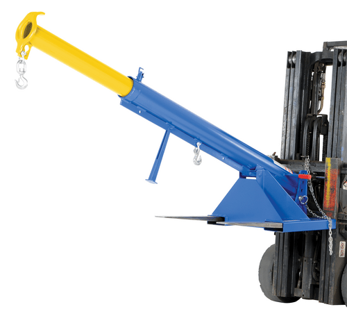 Centerline Dynamics Forklift Attachments Vestil Steel Orbit Telescoping Lift Boom 24 In. Fork Pocket Center 4,000 Lb. Capacity Blue LM-OBT-4-24