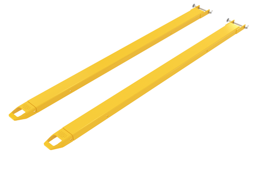 Centerline Dynamics Forklift Attachments Vestil Steel Pin Style Fork Extensions 4 In. x 108 In. 4000 Lb. Capacity Yellow FE-4-108-P