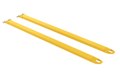 Centerline Dynamics Forklift Attachments Vestil Steel Pin Style Fork Extensions 4 In. x 120 In. 4000 Lb. Capacity Yellow FE-4-120-P