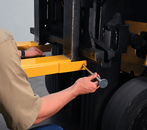 Centerline Dynamics Forklift Attachments Vestil Steel Pin Style Fork Extensions 4 In. x 63 In. 4000 Lb. Capacity Yellow FE-4-63-P