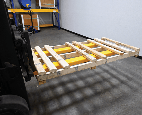 Centerline Dynamics Forklift Attachments Vestil Steel Pin Style Fork Extensions 4 In. x 63 In. 4000 Lb. Capacity Yellow FE-4-63-P