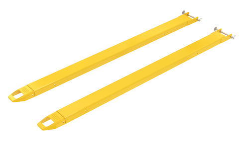 Centerline Dynamics Forklift Attachments Vestil Steel Pin Style Fork Extensions 5 In. x 108 In. 4000 Lb. Capacity Yellow FE-5-108-P