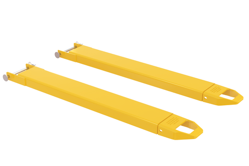 Centerline Dynamics Forklift Attachments Vestil Steel Pin Style Fork Extensions 5 In. x 48 In. 4000 Lb. Capacity Yellow FE-5-48-P