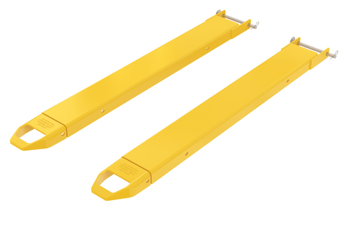 Centerline Dynamics Forklift Attachments Vestil Steel Pin Style Fork Extensions 5 In. x 54 In. 4,000 Lb. Capacity Yellow FE-5-54-P