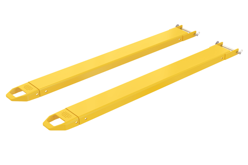 Centerline Dynamics Forklift Attachments Vestil Steel Pin Style Fork Extensions 5 In. x 66 In. 4,000 Lb. Capacity Yellow FE-5-66-P