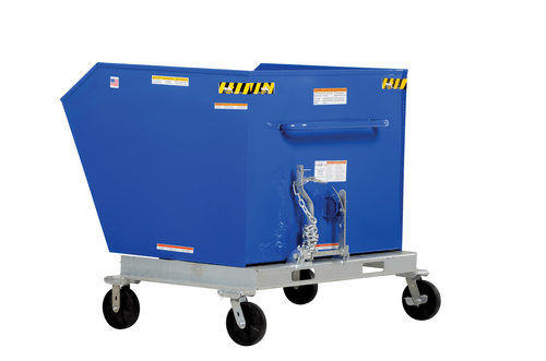 Centerline Dynamics Forklift Attachments Vestil Steel Portable Tilting Hopper 1-1/2 Cubic Yard 2,000 Lb. Capacity Blue P-HOP-1.5