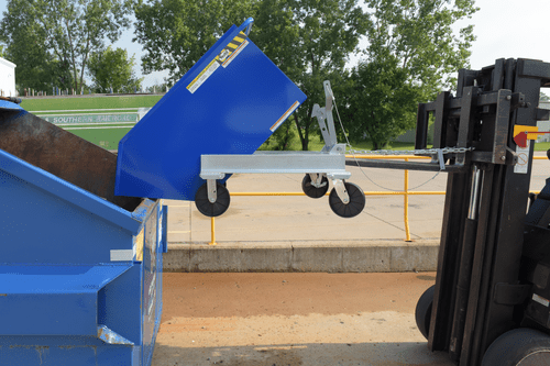 Centerline Dynamics Forklift Attachments Vestil Steel Portable Tilting Hopper 1/2 Cubic Yard 2,000 Lb. Capacity Blue P-HOP-0.5