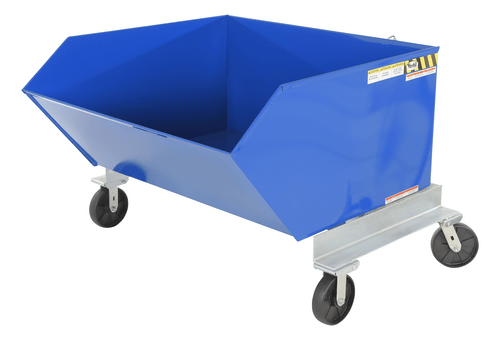 Centerline Dynamics Forklift Attachments Vestil Steel Portable Tilting Hopper 1 Cubic Yard 2,000 Lb. Capacity Blue P-HOP-1