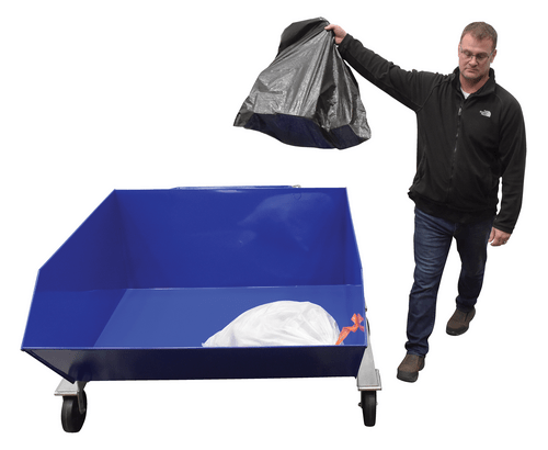 Centerline Dynamics Forklift Attachments Vestil Steel Portable Tilting Hopper 1 Cubic Yard 2,000 Lb. Capacity Blue P-HOP-1