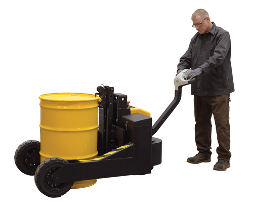 Centerline Dynamics Forklift Attachments Vestil Steel Rough Terrain Electric Pallet Truck DC Powered AC Drive Motor 48 In. Inside Width 3000 Lb. Capacity Black / Yellow RT-EPT-3-48