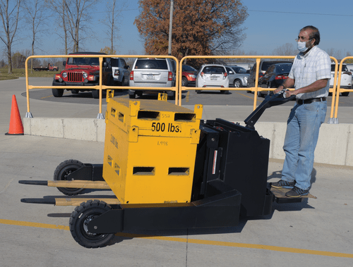 Centerline Dynamics Forklift Attachments Vestil Steel Rough Terrain Electric Truck with Tilt Forks 2.5K 60 In. RT-EPT-2.5-60-TLT