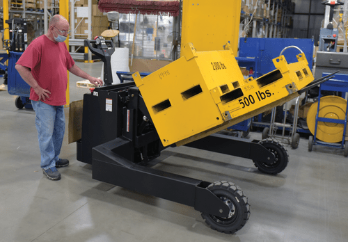 Centerline Dynamics Forklift Attachments Vestil Steel Rough Terrain Electric Truck with Tilt Forks 2.5K 60 In. RT-EPT-2.5-60-TLT