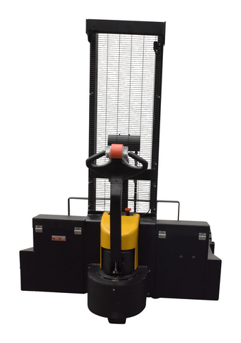 Centerline Dynamics Forklift Attachments Vestil Steel Rough Terrain Powered Stacker 62 In. Raised Height 3,000 Lb. Capacity Black RT-S-62-AF