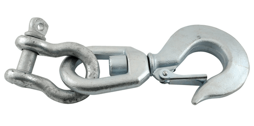 Centerline Dynamics Forklift Attachments Vestil Steel Swivel Hook with Shackle 10,000 Lb. Capacity Silver HOOK-S-10