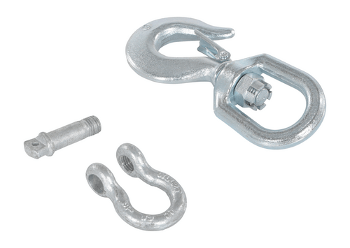 Centerline Dynamics Forklift Attachments Vestil Steel Swivel Hook with Shackle 4,000 Lb. Capacity Silver HOOK-S-4