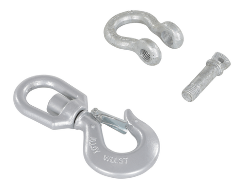 Centerline Dynamics Forklift Attachments Vestil Steel Swivel Hook with Shackle 6,000 Lb. Capacity Silver HOOK-S-6