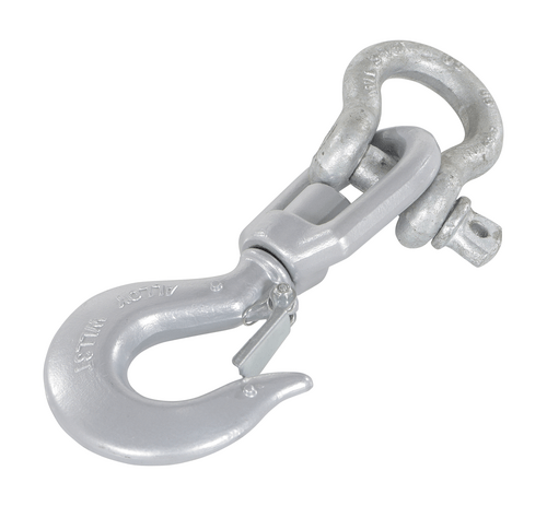 Centerline Dynamics Forklift Attachments Vestil Steel Swivel Hook with Shackle 6,000 Lb. Capacity Silver HOOK-S-6