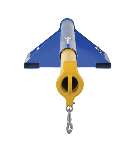 Centerline Dynamics Forklift Attachments Vestil Steel Telescoping Lift Boom 24 In. Fork Pocket Center 8,000 Lb. Capacity Blue and Yellow LM-1T-8-24