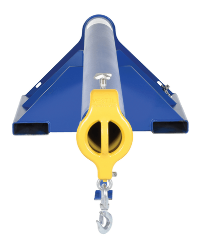 Centerline Dynamics Forklift Attachments Vestil Steel Telescoping Lift Boom 30 In. Fork Pocket Center 4,000 Lb. Capacity Blue and Yellow LM-1T-4-30