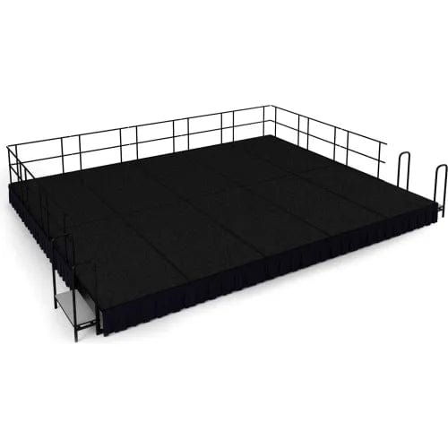 Centerline Dynamics Furniture & Decor 16' x 20' Stage Package, 16" Height, Black Carpet, Black Shirred Pleat Skirting